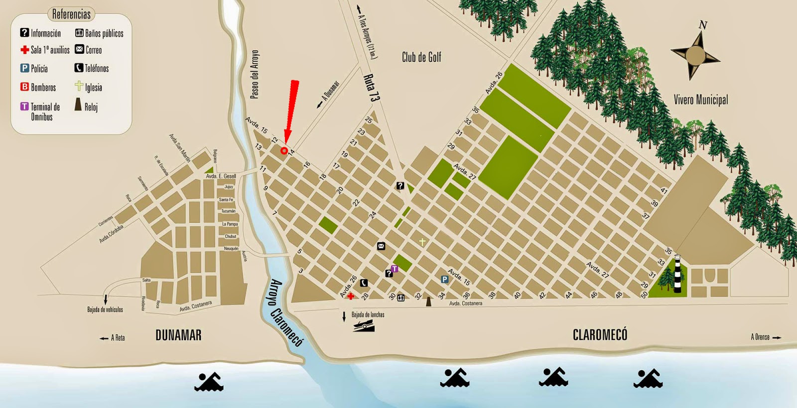 Mapa local de Claromecó